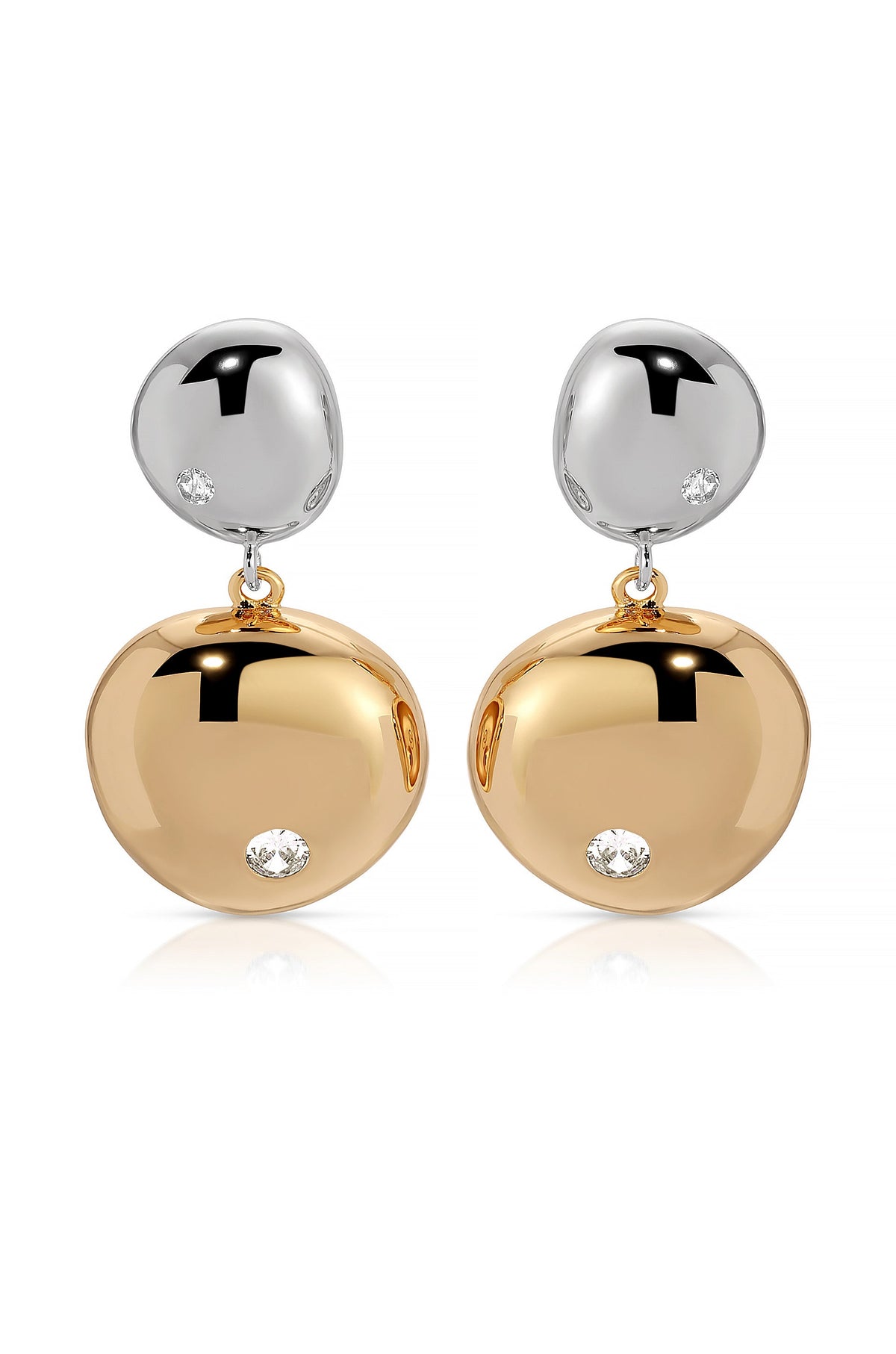 Polished Double Pebble Drop Earrings - 18k Gold Plated | Ettika