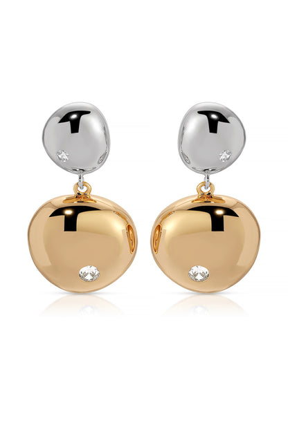 Polished Double Pebble Drop Earrings - 18k Gold Plated | Ettika