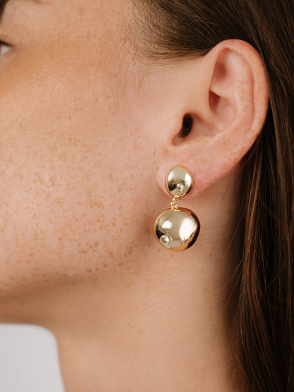 Polished Double Pebble Drop Earrings - 18k Gold Plated | Ettika