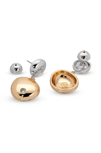 Polished Double Pebble Drop Earrings - 18k Gold Plated | Ettika
