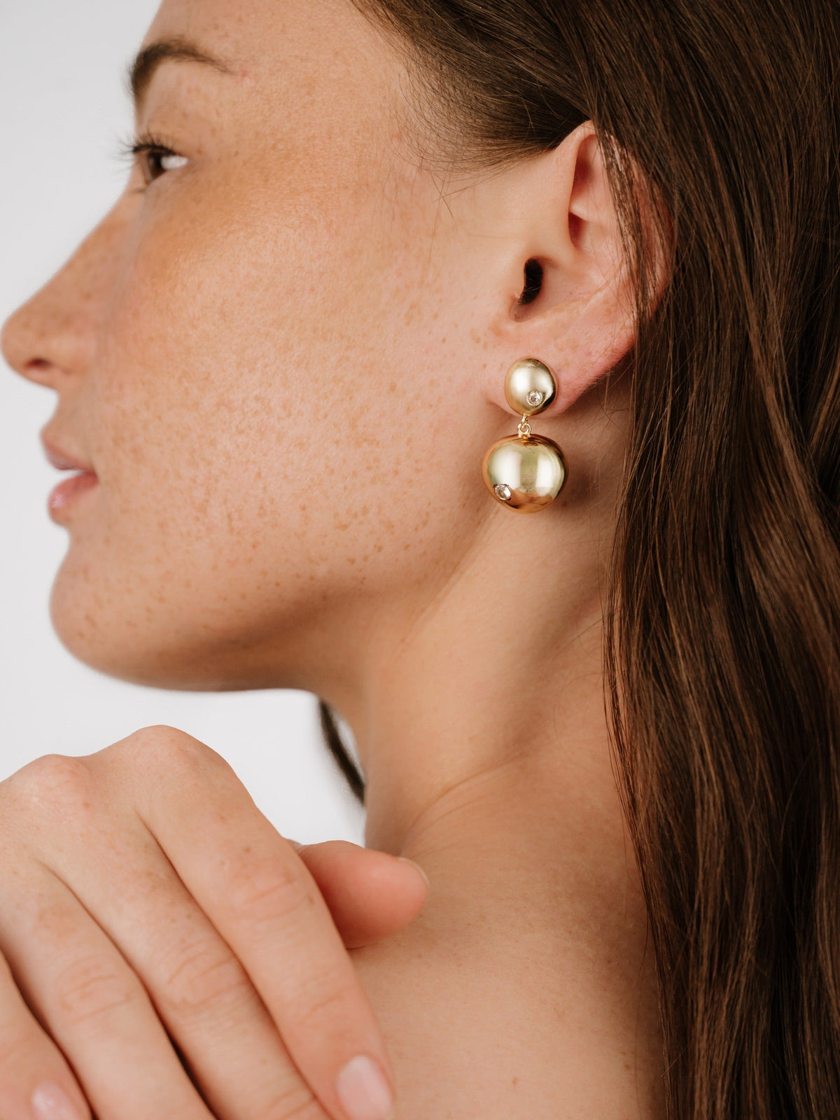 Polished Double Pebble Drop Earrings - 18k Gold Plated | Ettika