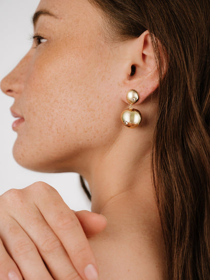 Polished Double Pebble Drop Earrings - 18k Gold Plated | Ettika