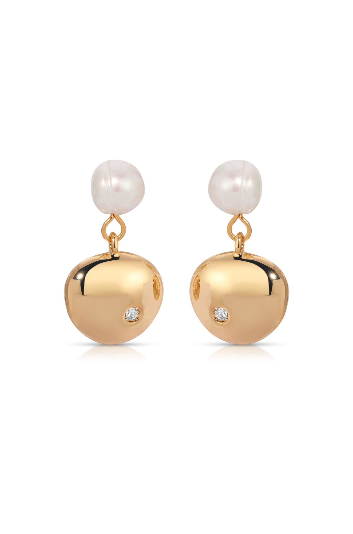 Small Pebble and Pearl Dangle Earrings - Pearl | Ettika