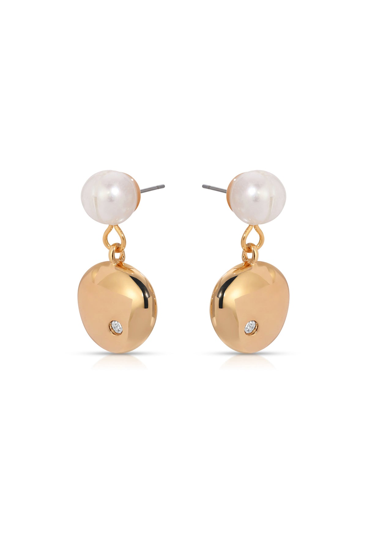 Small Pebble and Pearl Dangle Earrings - Pearl | Ettika
