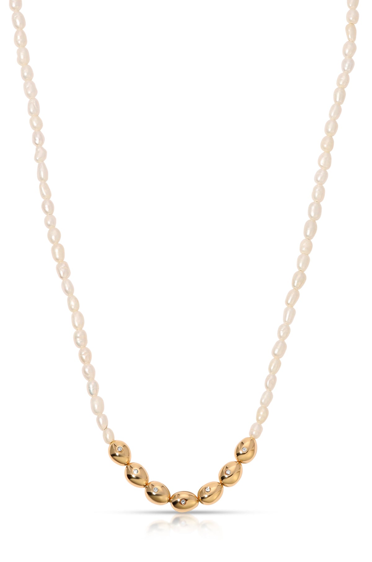 Freshwater Pearl Polished Pebble Necklace - Pearl | Ettika