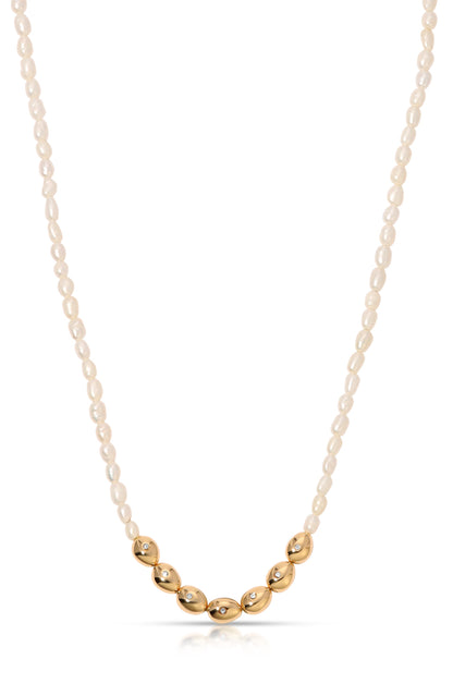 Freshwater Pearl Polished Pebble Necklace - Pearl | Ettika