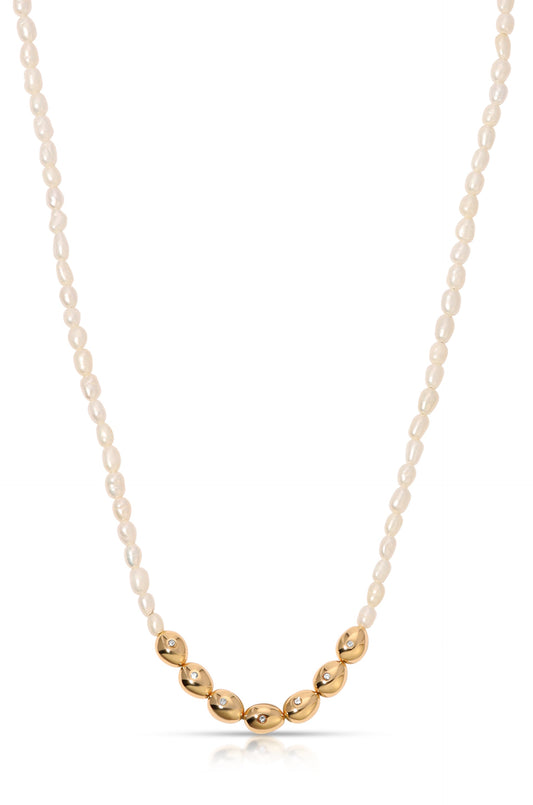 Freshwater Pearl Polished Pebble Necklace - Pearl | Ettika