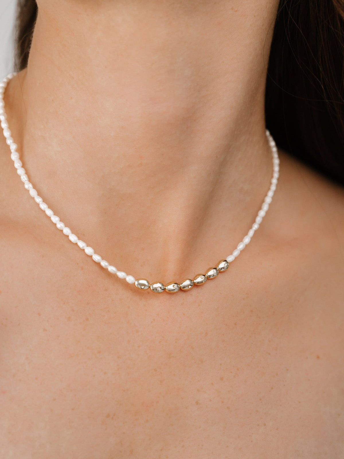 Freshwater Pearl Polished Pebble Necklace - Pearl | Ettika