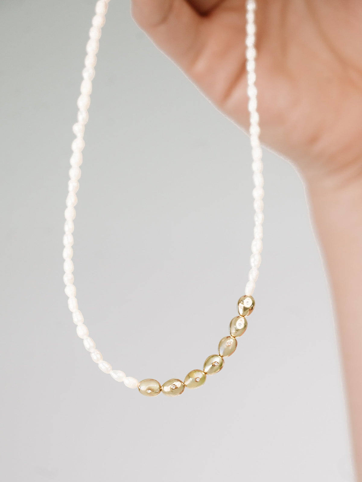 Freshwater Pearl Polished Pebble Necklace - Pearl | Ettika