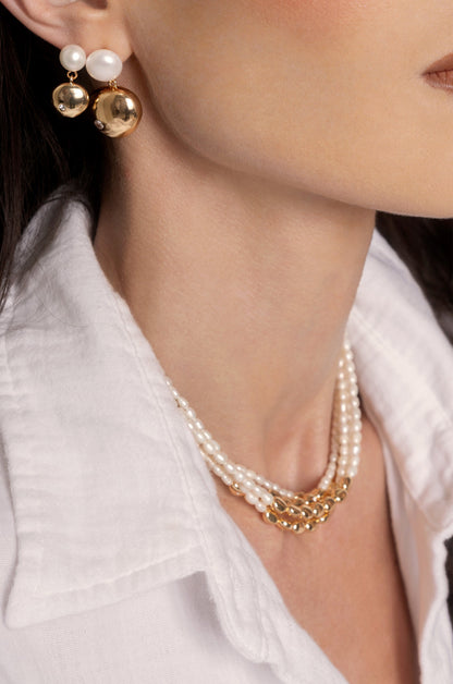 Freshwater Pearl Polished Pebble Necklace - Pearl | Ettika