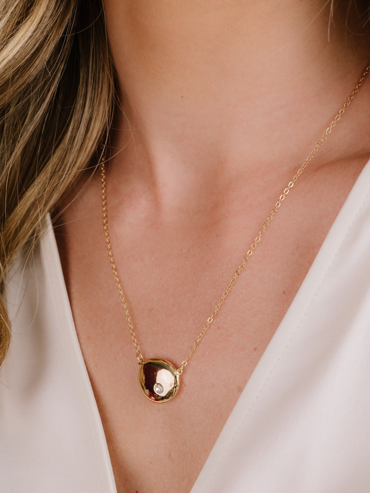 Polished Pebble Pendant Necklace - 18k Gold Plated | Ettika