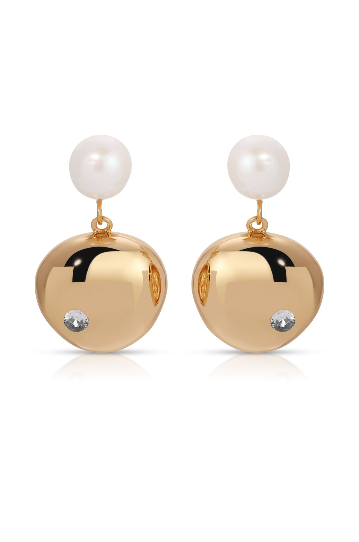 Large Pebble and Pearl Dangle Earrings - Pearl | Ettika