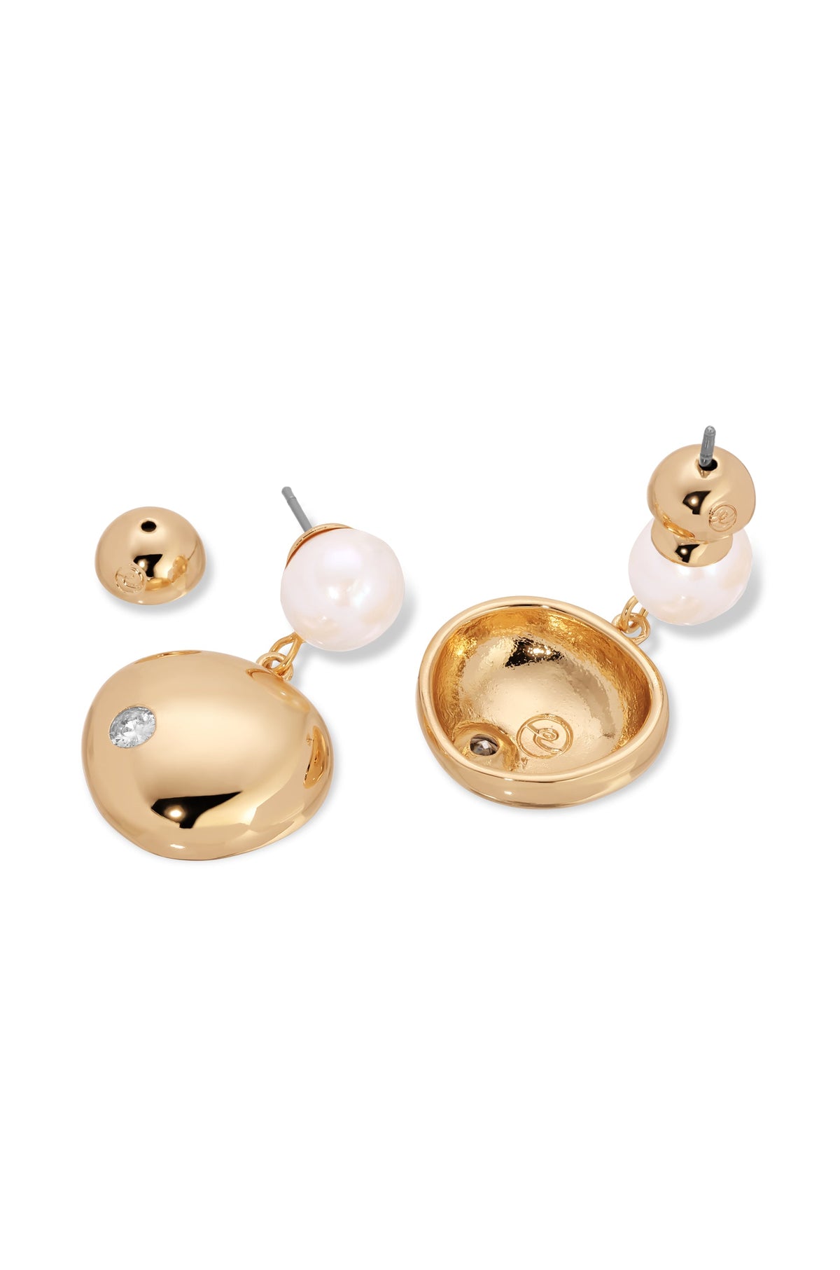 Large Pebble and Pearl Dangle Earrings - Pearl | Ettika