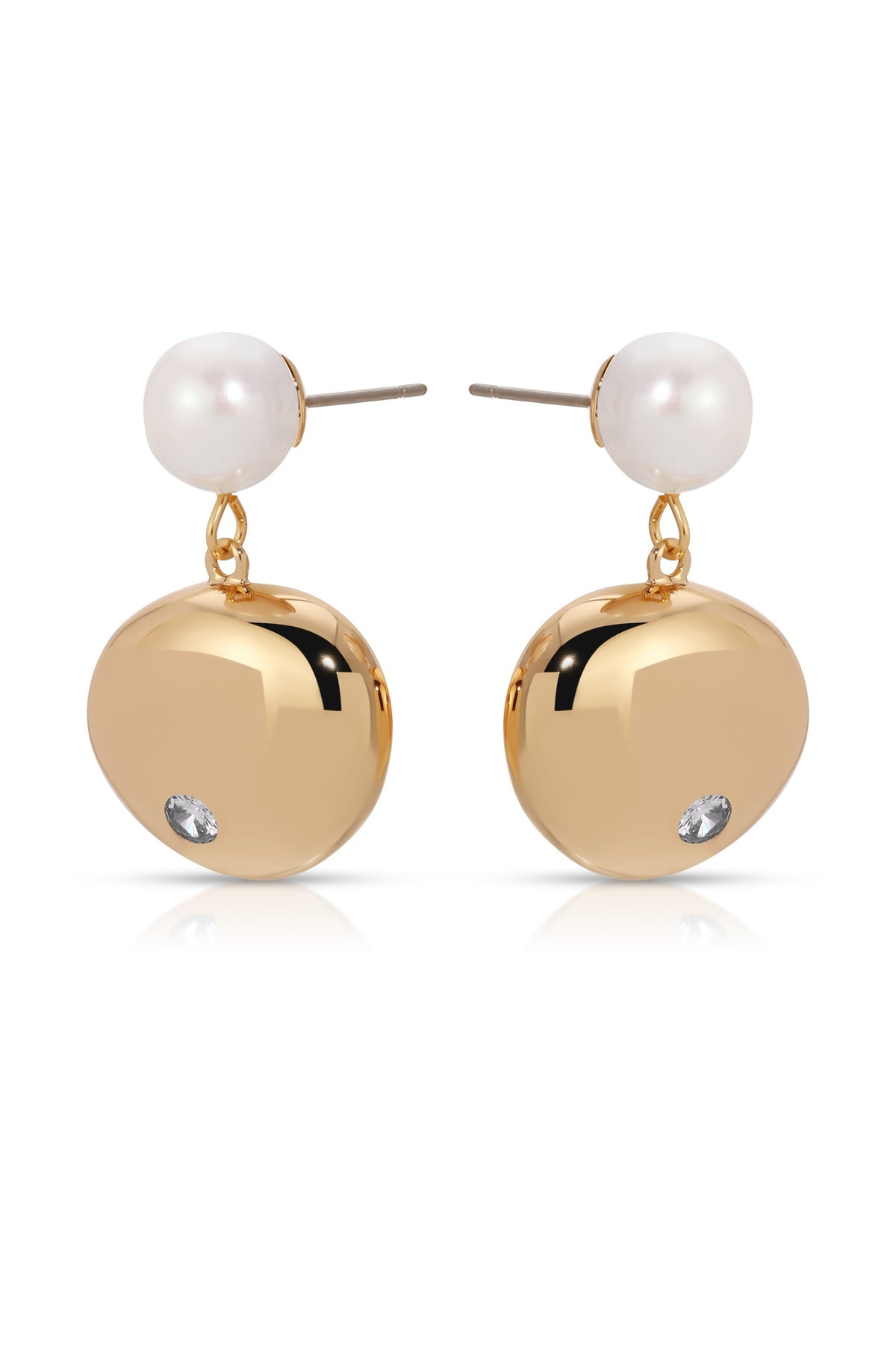 Large Pebble and Pearl Dangle Earrings - Pearl | Ettika