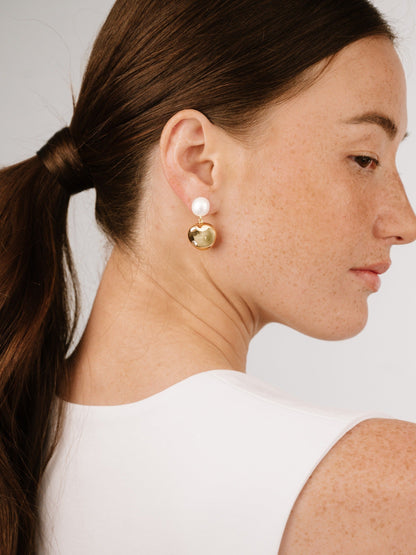 Large Pebble and Pearl Dangle Earrings - Pearl | Ettika