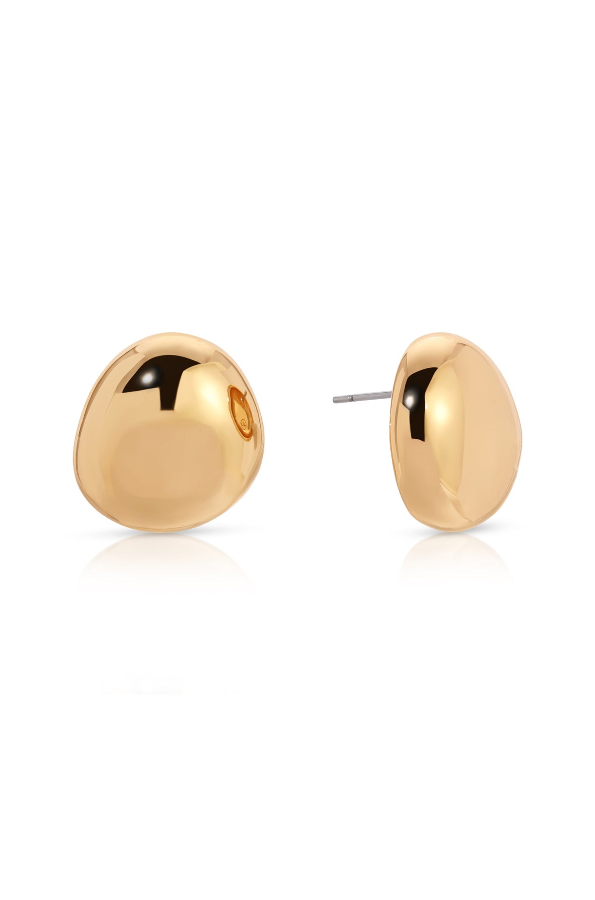 Polished Pebble Stud Earrings - 18k Gold Plated | Ettika