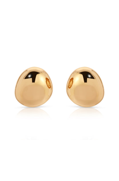 Polished Pebble Stud Earrings - 18k Gold Plated | Ettika
