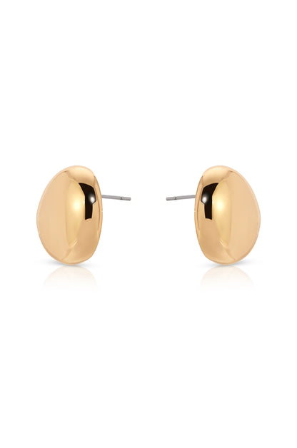 Polished Pebble Stud Earrings - 18k Gold Plated | Ettika