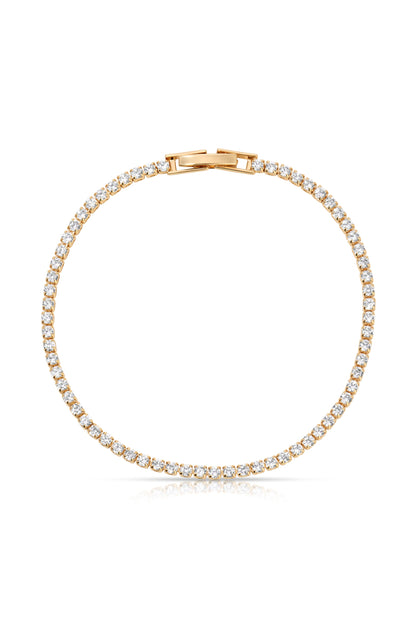 Minimalist Crystal Tennis Bracelet - Clear Crystal with 18k Gold Plating | Ettika