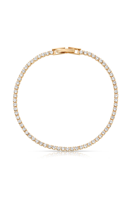 Minimalist Crystal Tennis Bracelet - Clear Crystal with 18k Gold Plating | Ettika