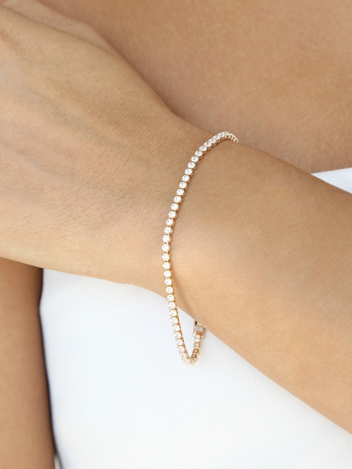 Minimalist Crystal Tennis Bracelet - Clear Crystal with 18k Gold Plating | Ettika