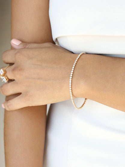 Minimalist Crystal Tennis Bracelet - Clear Crystal with 18k Gold Plating | Ettika
