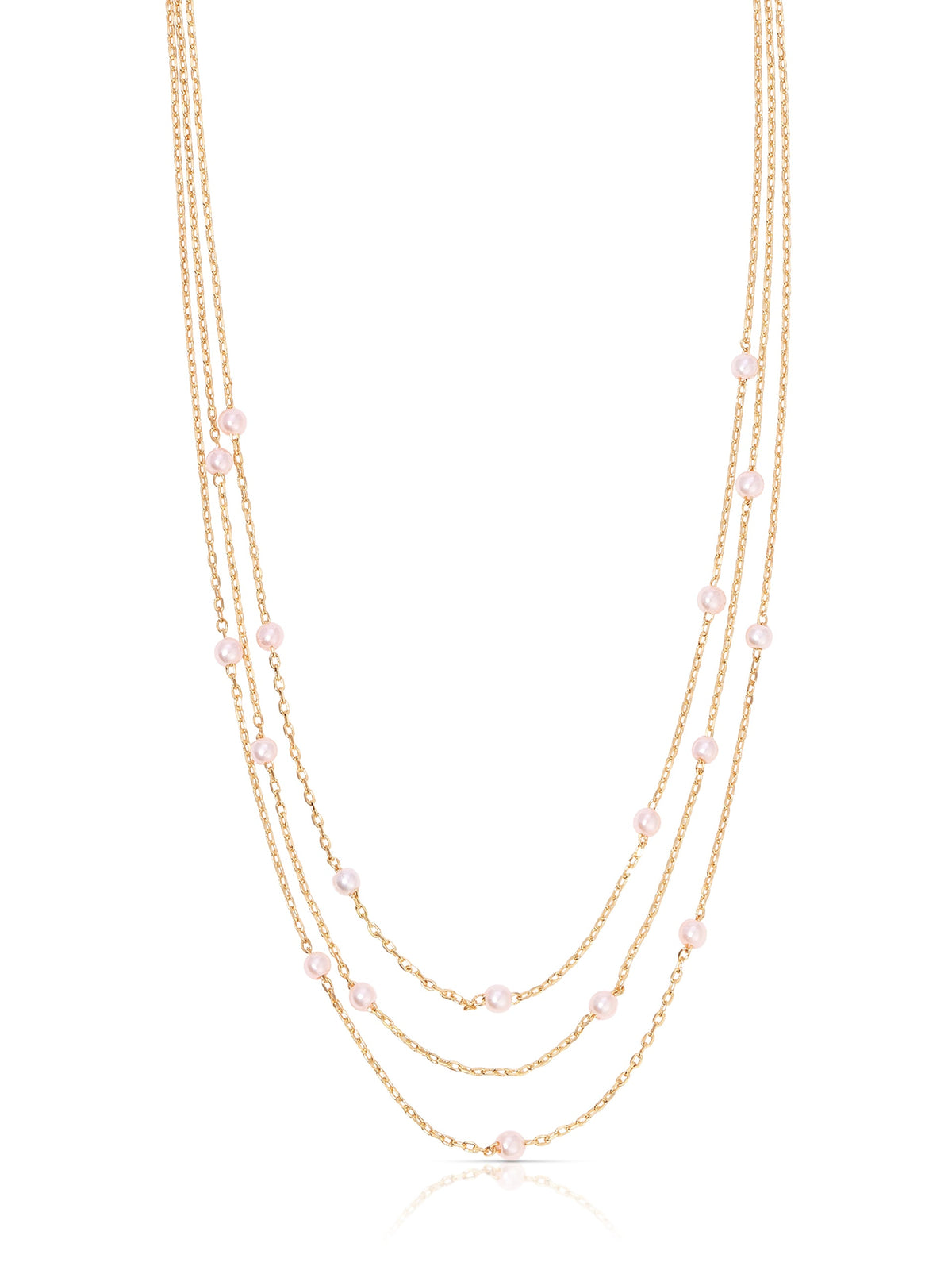 Perfect Stone Layered Necklace - Pink Pearl with 18k Gold Plating | Ettika