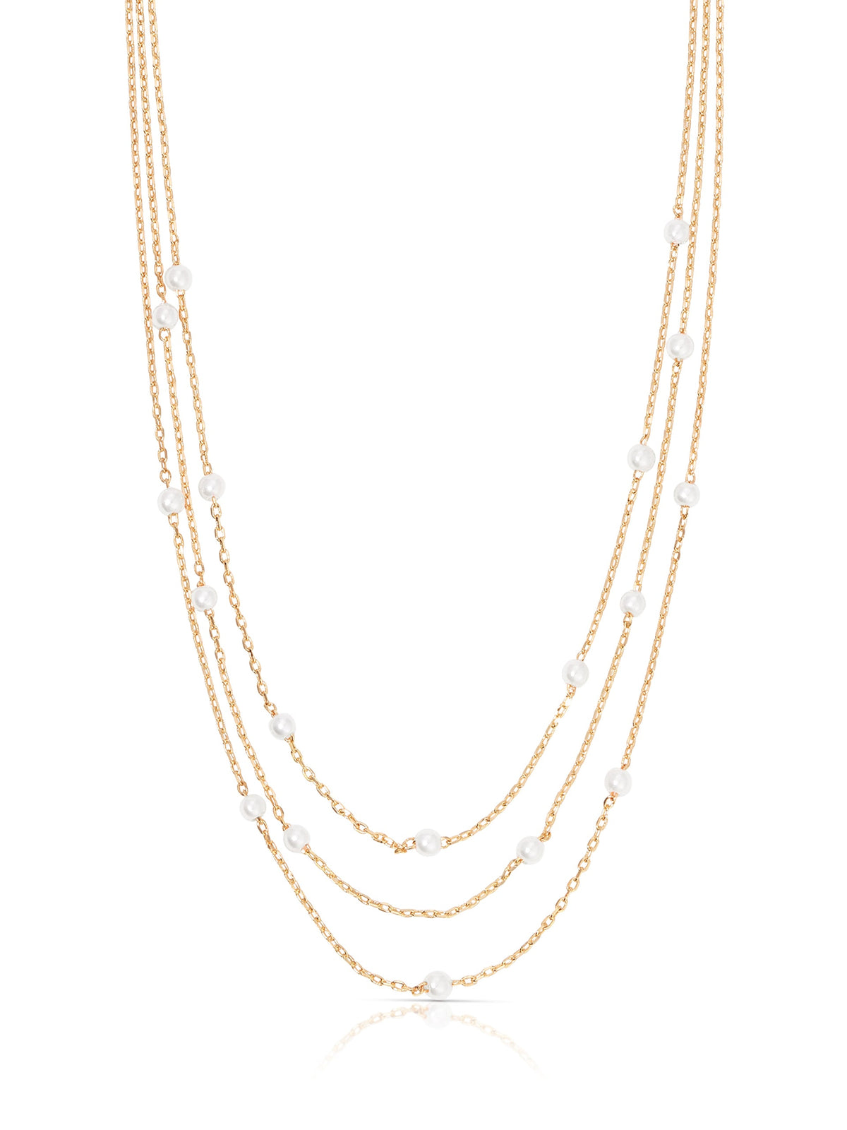 Perfect Stone Layered Necklace - Pink Pearl with 18k Gold Plating | Ettika