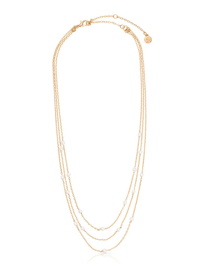 Perfect Stone Layered Necklace - Pink Pearl with 18k Gold Plating | Ettika
