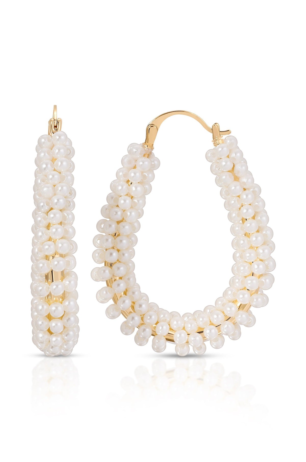 Pearl Wrapped Hoop Earrings - Pearl | Ettika
