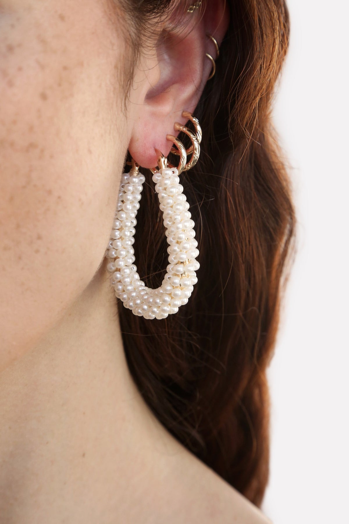 Pearl Wrapped Hoop Earrings - Pearl | Ettika