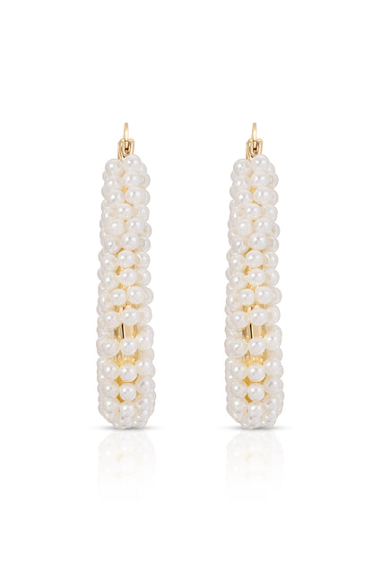 Pearl Wrapped Hoop Earrings - Pearl | Ettika