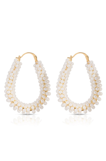 Pearl Wrapped Hoop Earrings - Pearl | Ettika