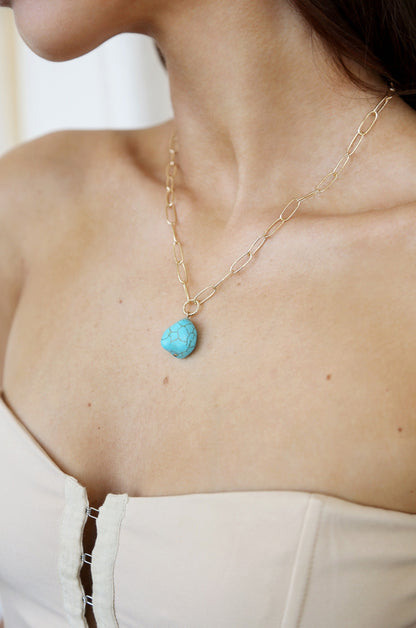 Turquoise Open Links Necklace - Turquoise | Ettika