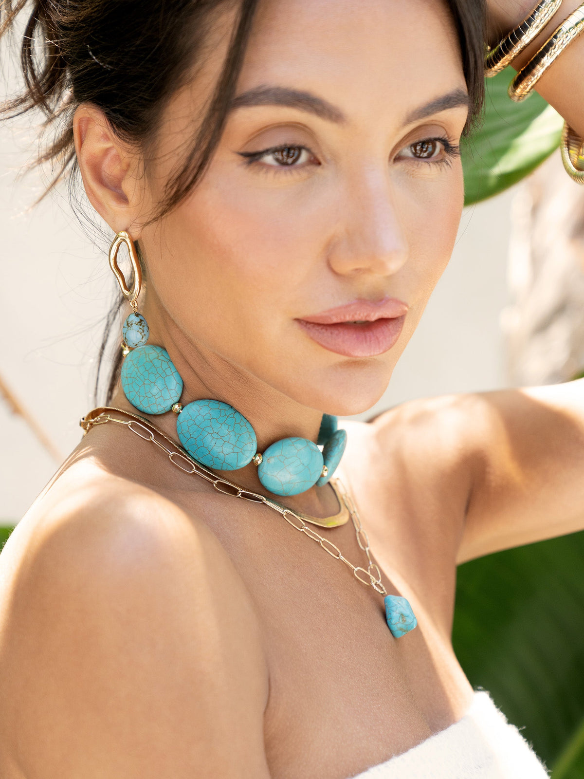 Turquoise Open Links Necklace - Turquoise | Ettika