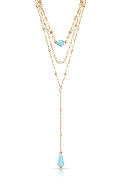 Forever Falling Turquoise Lariat - Turquoise with 18k Gold Plating | Ettika