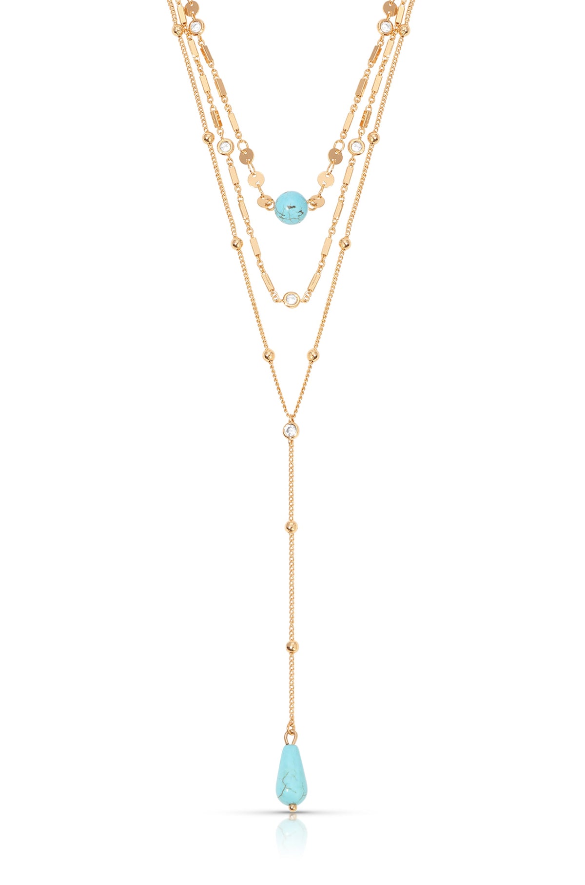 Forever Falling Turquoise Lariat - Turquoise with 18k Gold Plating | Ettika