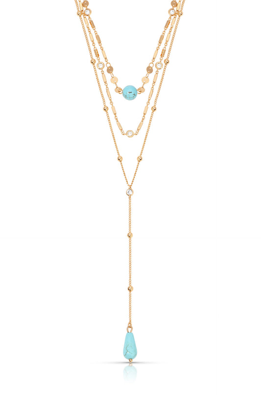 Forever Falling Turquoise Lariat - Turquoise with 18k Gold Plating | Ettika