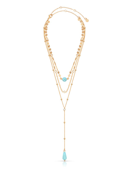 Forever Falling Turquoise Lariat - Turquoise with 18k Gold Plating | Ettika