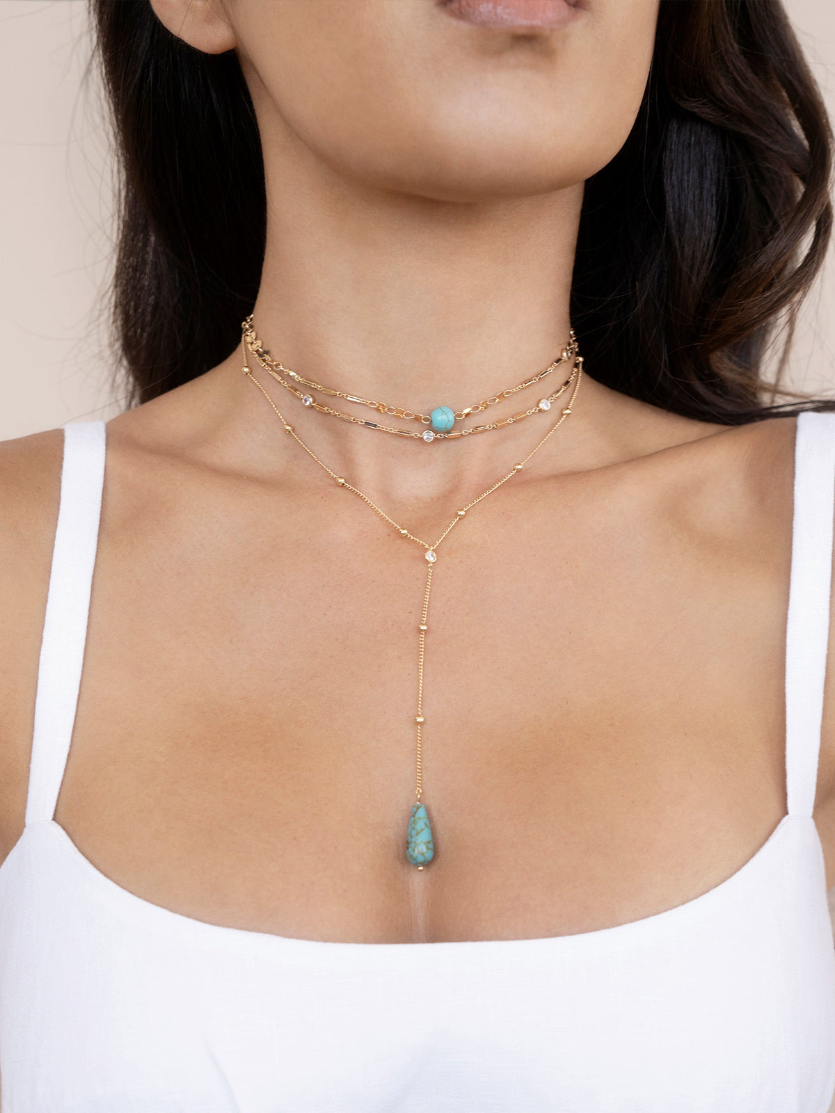Forever Falling Turquoise Lariat - Turquoise with 18k Gold Plating | Ettika