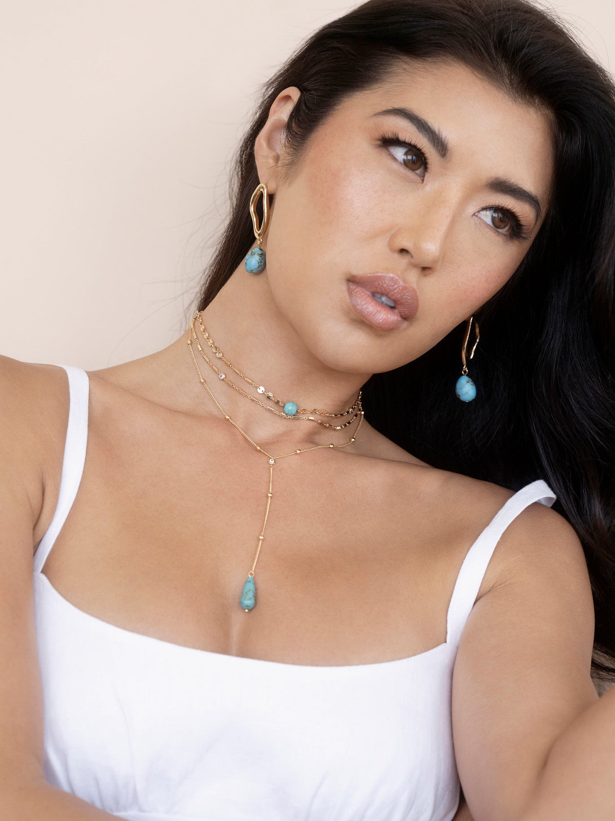 Forever Falling Turquoise Lariat - Turquoise with 18k Gold Plating | Ettika