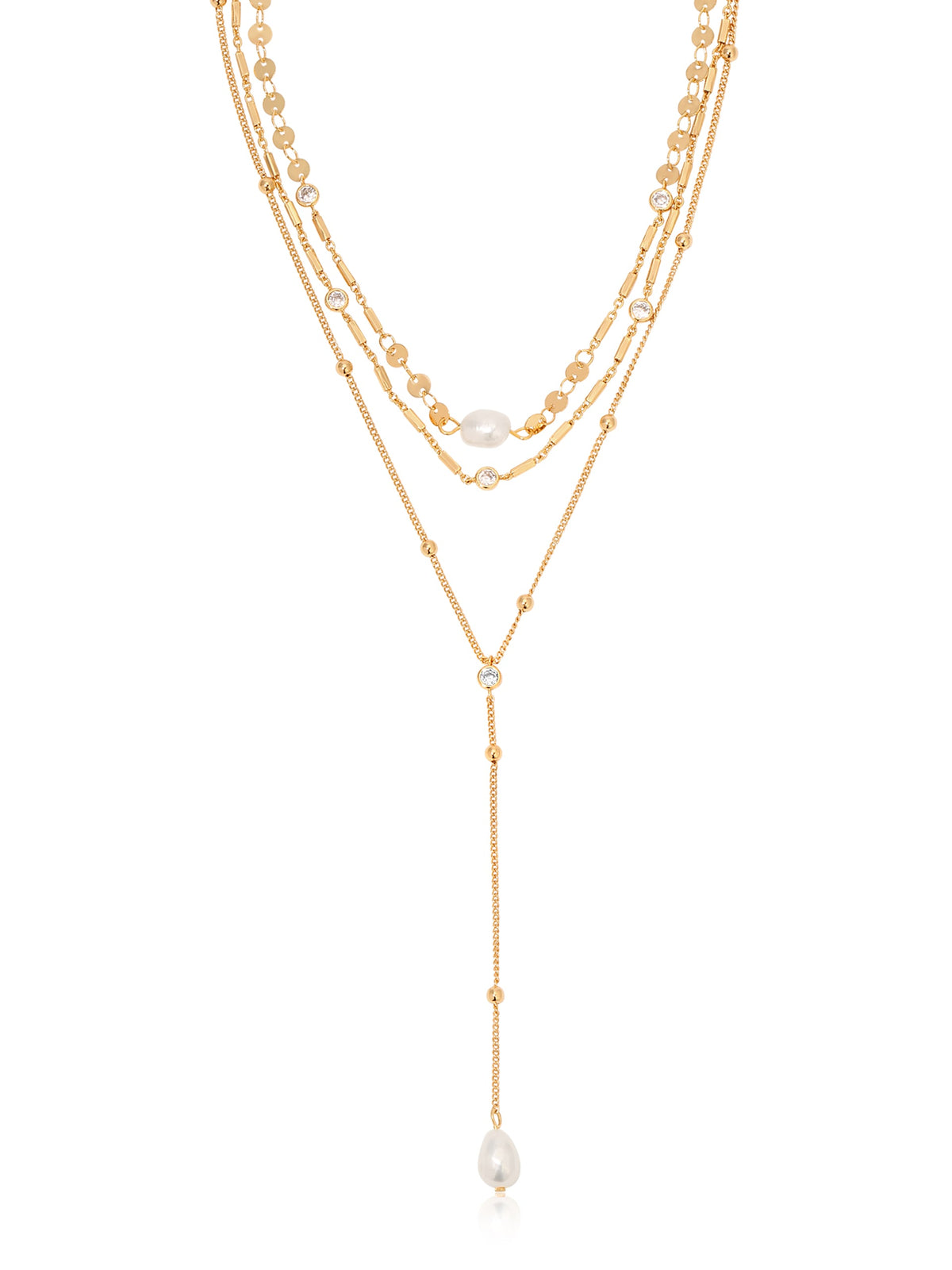 Forever Falling Pearl Lariat - Pearl with 18k Gold Plating | Ettika