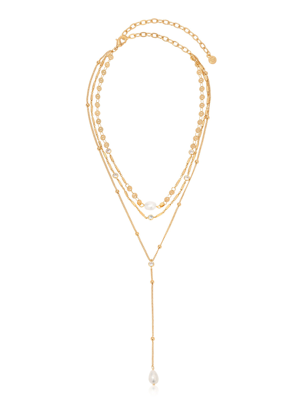 Forever Falling Pearl Lariat - Pearl with 18k Gold Plating | Ettika