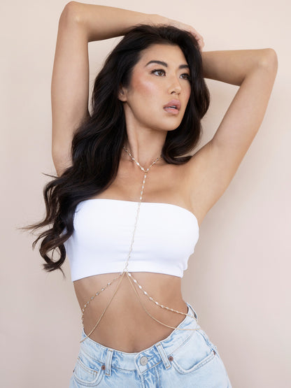 Crystal Baguette Body Chain - Gold Tone | Ettika