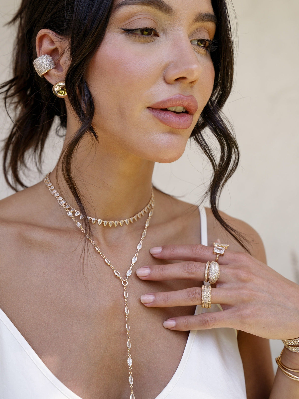 Crystal Baguette Body Chain - Gold Tone | Ettika