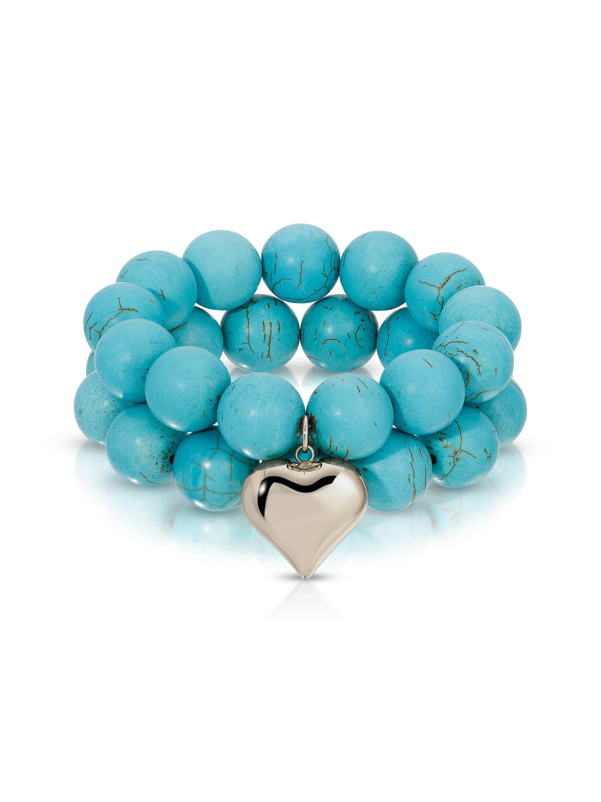 Luck and Love Turquoise Heart Bracelet Set - Turquoise with 18k Gold Plating | Ettika