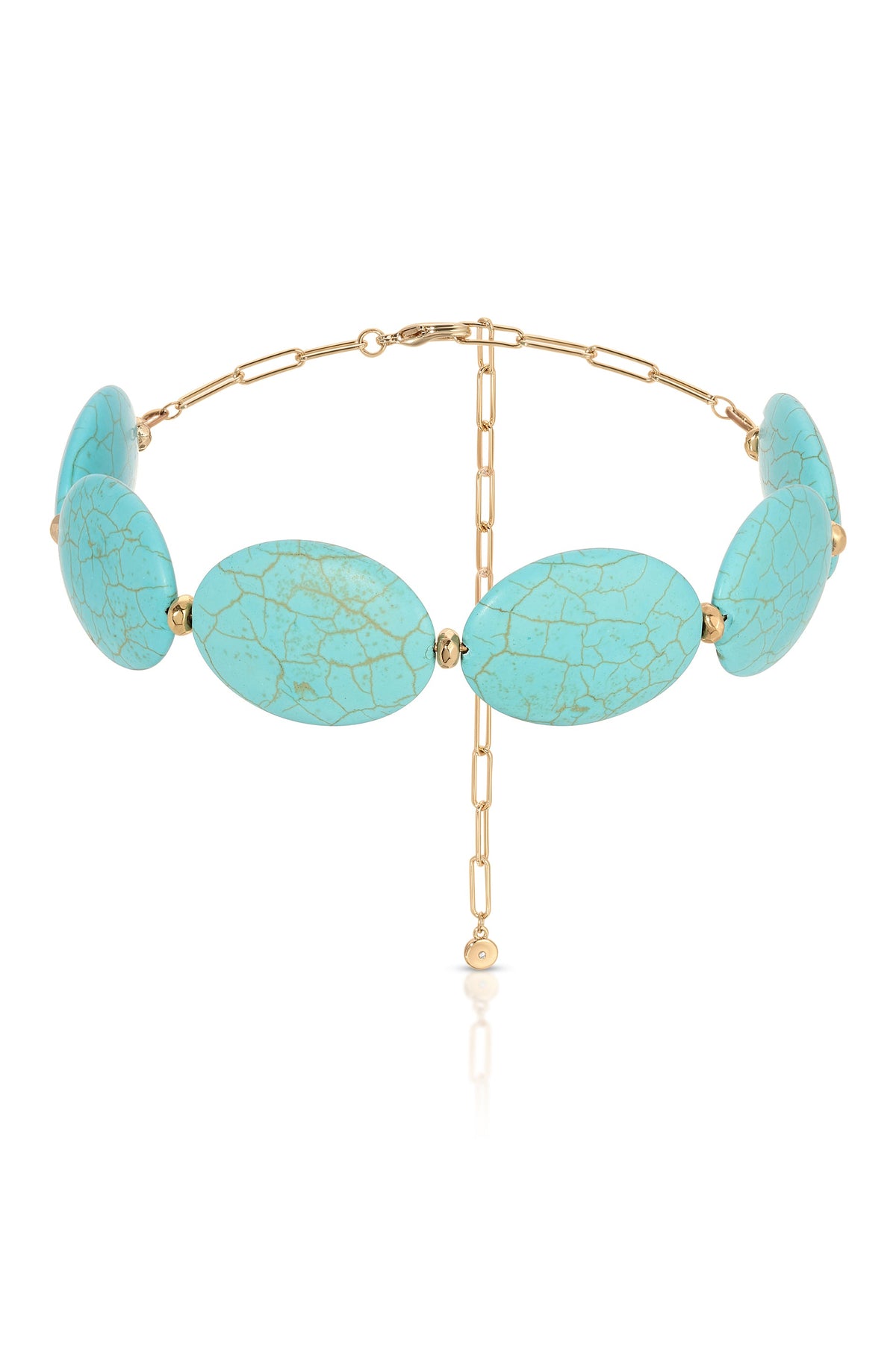 Oval Turquoise Stones Statement Choker - Turquoise with 18k Gold Plating | Ettika