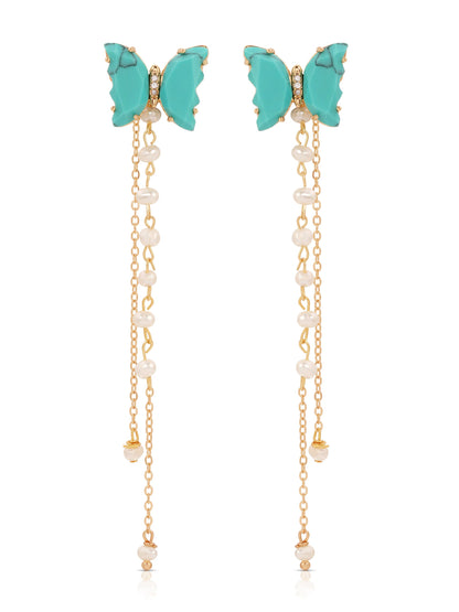 Turquoise Butterfly Dangle Earrings - Turquoise | Ettika