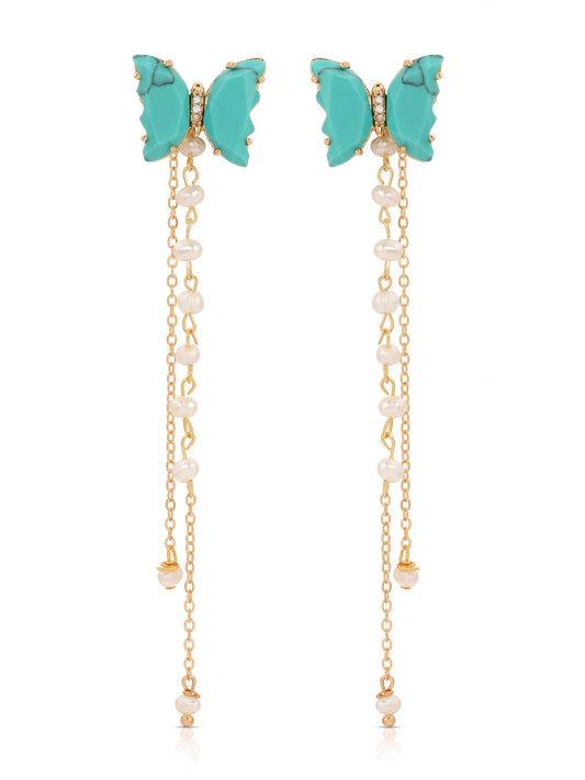 Turquoise Butterfly Dangle Earrings - Turquoise | Ettika