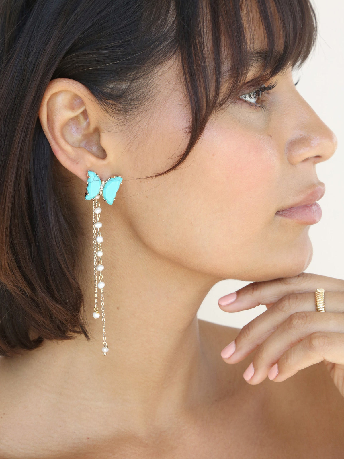 Turquoise Butterfly Dangle Earrings - Turquoise | Ettika